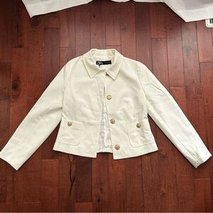 Zara Women's Ivory Blazer with Gold Buttons